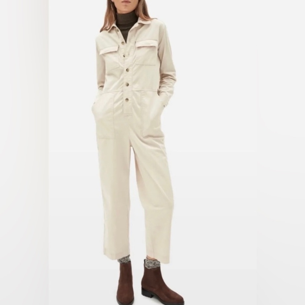 EVERLANE Modern Utility Jumpsuit in Sandstorm Cream Cotton Overalls Size 2